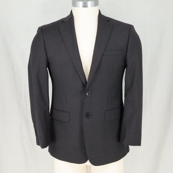Calvin Klein Sport Coat Mens 38S Black Gray Wool Jacket Lined Blazer Double Vent